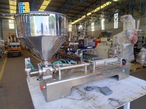 Mquina llenadora de acero inoxidable de sobremesa para lquidos y lquidos viscosos.